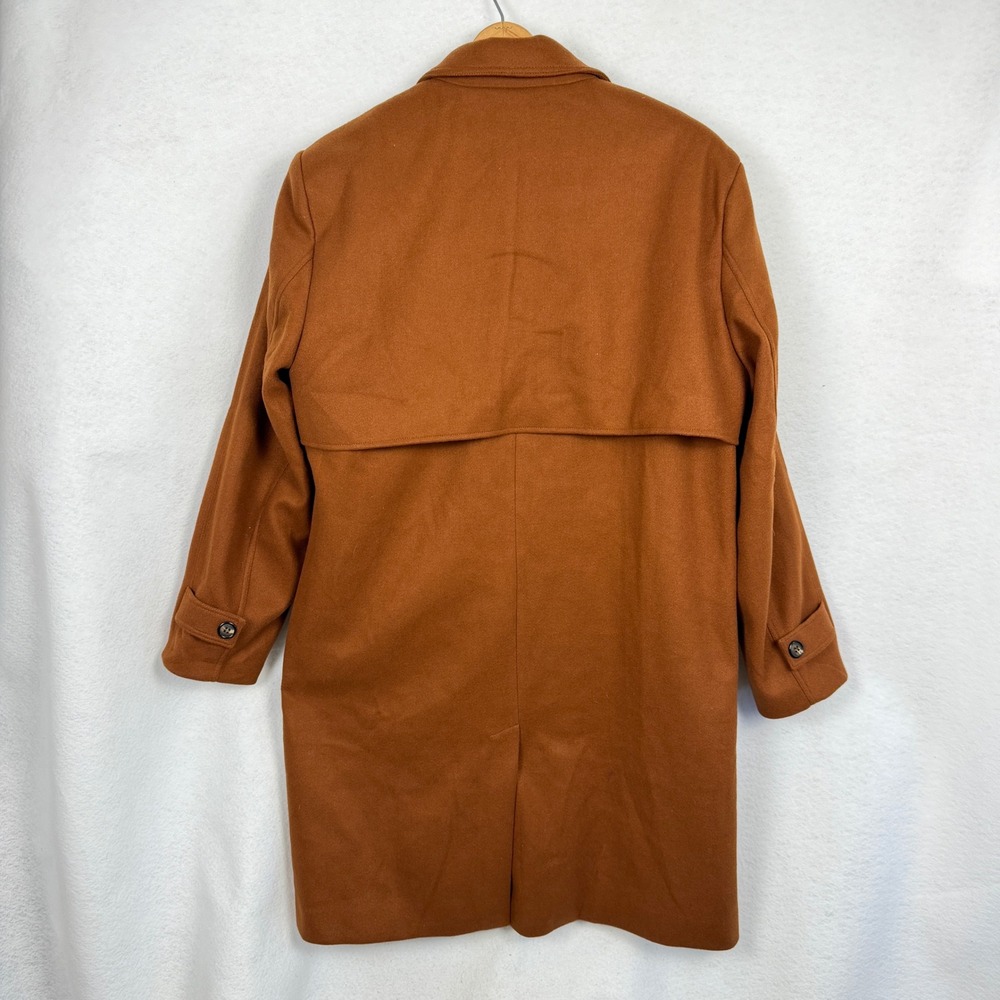 Coat Mens XL Storm Flap Long Jacket Brown Cozy Fall Autumn Winter Layering - Picture 4 of 12